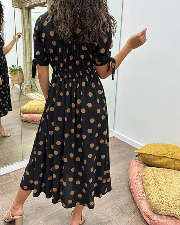 Polka Dot V-Neck Dress for Women