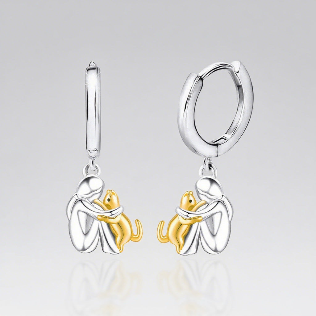 Heartwarming women's pendant necklace for dog lovers, featuring a sweet girl & dog embrace charm.