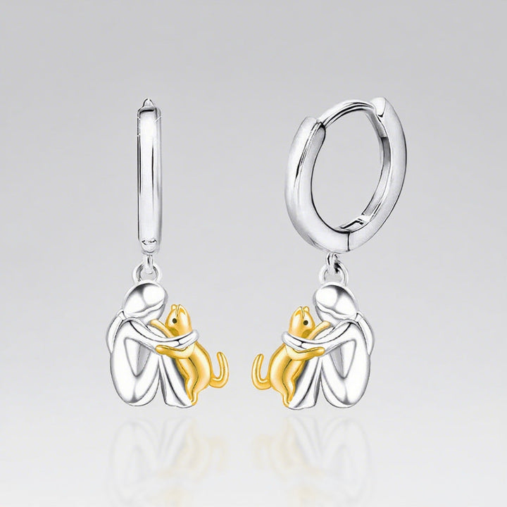 Heartwarming women's pendant necklace for dog lovers, featuring a sweet girl & dog embrace charm.