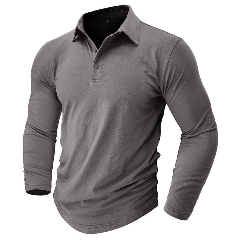 Classic men's long-sleeve polo, featuring a button-up design for smart casual appeal.