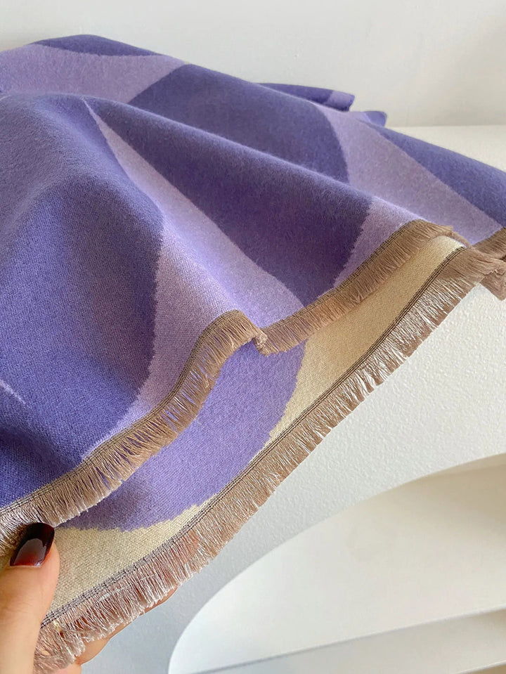Everyday chic women's reversible cashmere wrap, soft, warm, and elegant two-tone accessory.