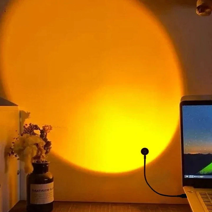 Stunning RGB gradient sunset light. Projects vibrant colors, creating a captivating focal point for any room.
