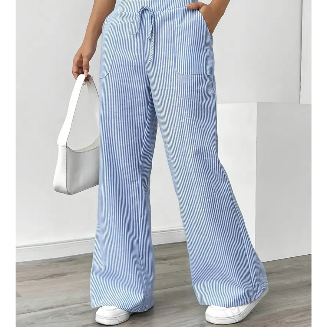 Women's Striped Wide-Leg Pants