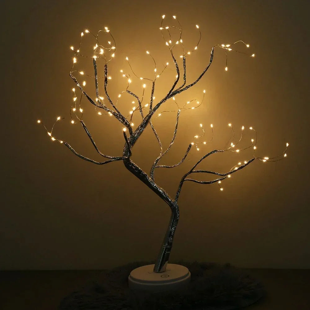 Elegant LED Bonsai Tree Lamp, a warm white fairy light decor piece for ambient home lighting.