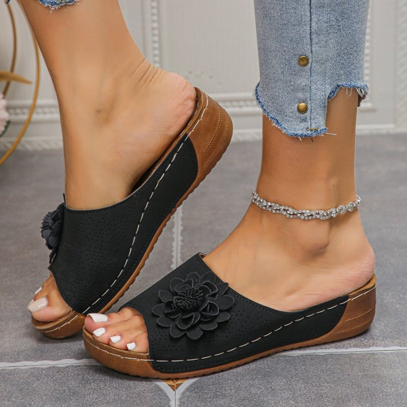 Women's Slip-On Wedge Sandals with Open Toe