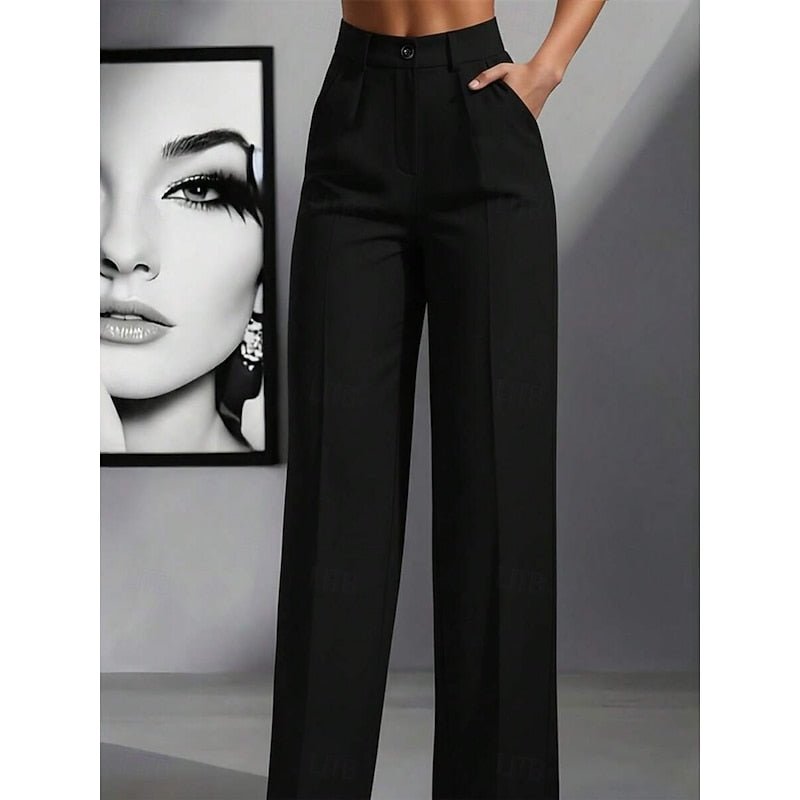 Modern wide-leg women's high-waist pants, tailored for a chic look and versatile fashion.