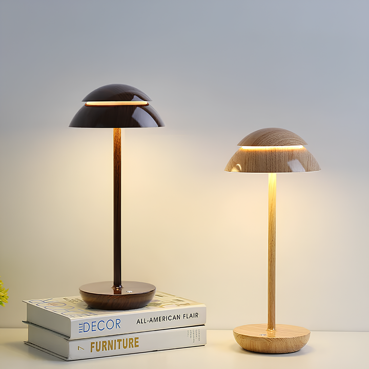 Rechargeable LED desk lamp, minimalist Nordic design. Provides focused or ambient light for home.