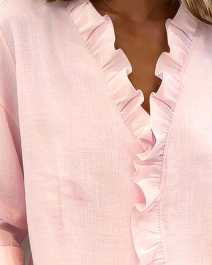 Women's Ruffle V-Neck Blouse