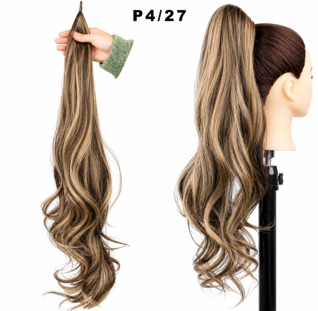 Glamorous wavy ponytail hair accessory for women, creating a long, voluminous, and elegant quick style.