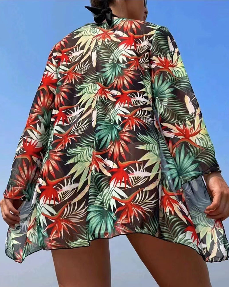 Tropical Print Bikini Set