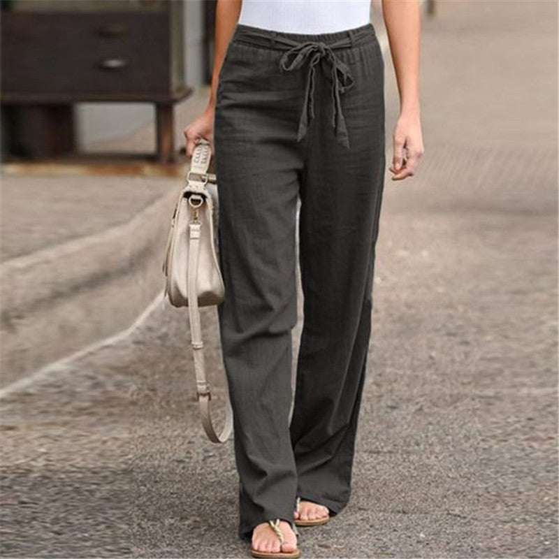 Elegant women's relaxed fit pants for comfortable casual wear; a versatile addition to any chic spring or summer wardrobe.