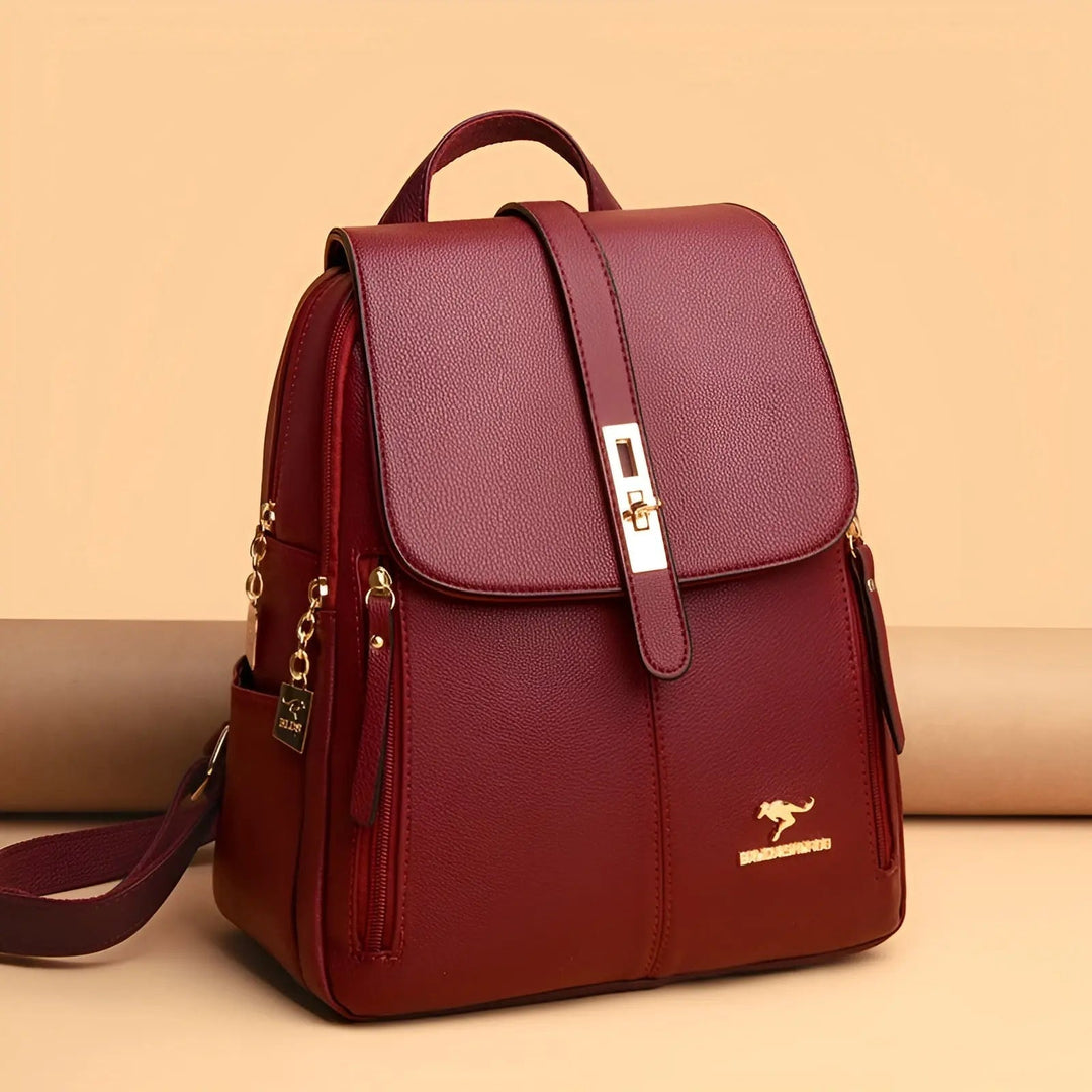 Practical yet elegant women's leather backpack. Perfect for everyday carry, offering organized storage & sophisticated style.