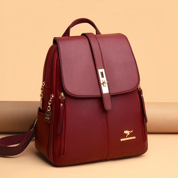 Practical yet elegant women's leather backpack. Perfect for everyday carry, offering organized storage & sophisticated style.