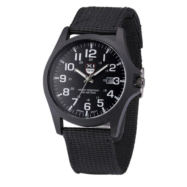 Rugged men's tactical wrist watch with illuminated display, perfect for outdoor sports and adventure.
