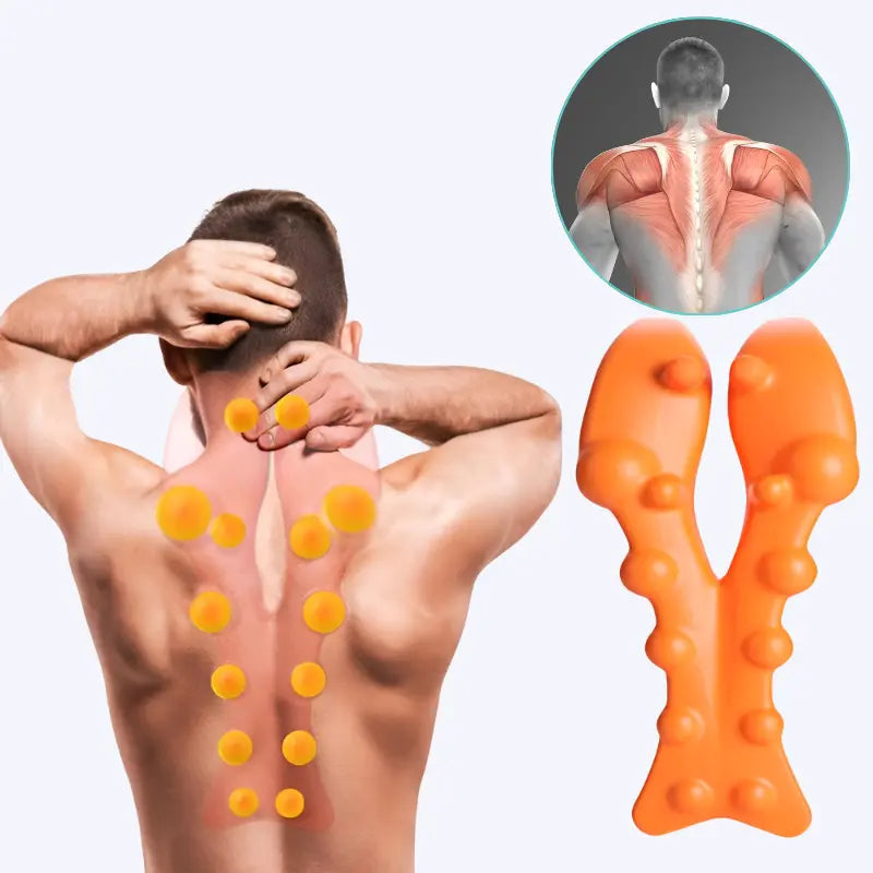 Self-care acupressure device for tension & trigger point relief in neck/shoulders, home use.