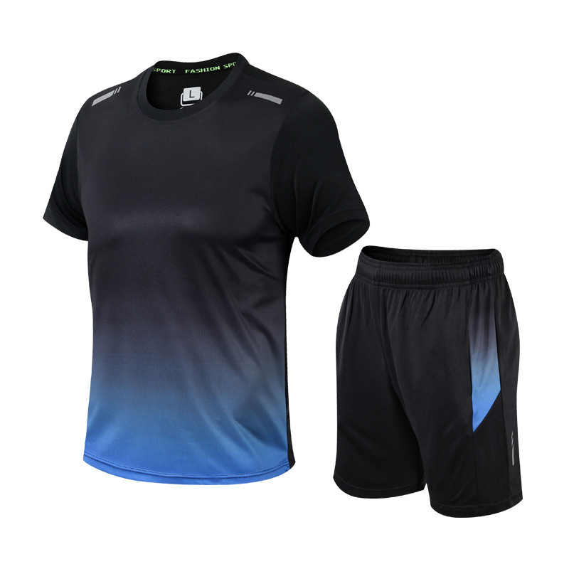 Men's quick-dry activewear T-shirt & shorts set, ideal for workouts, gym & running.