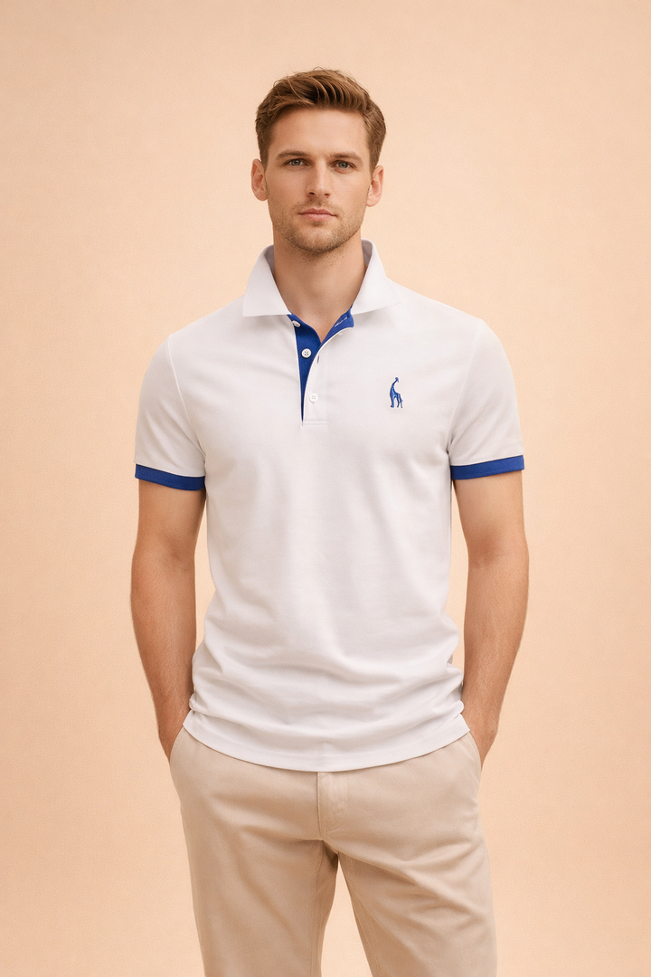 Classic men's modern fit polo shirt in a versatile color. Short sleeve casual top with elegant collar for smart style.