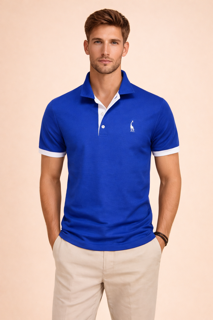 High-quality men's modern fit polo, designed for comfort & style. Short sleeve, classic collar for daily urban wear.