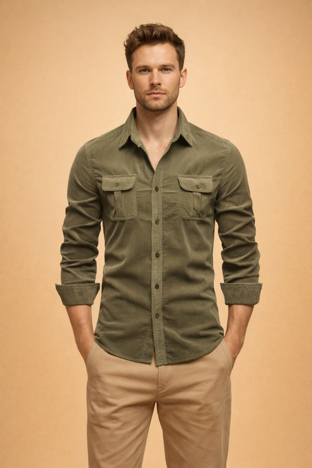 Men's stylish casual long-sleeve button-up shirt for modern everyday wear.