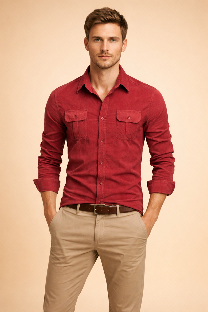 Stylish men's casual button-up shirt, perfect for a smart casual look or everyday business casual wear.