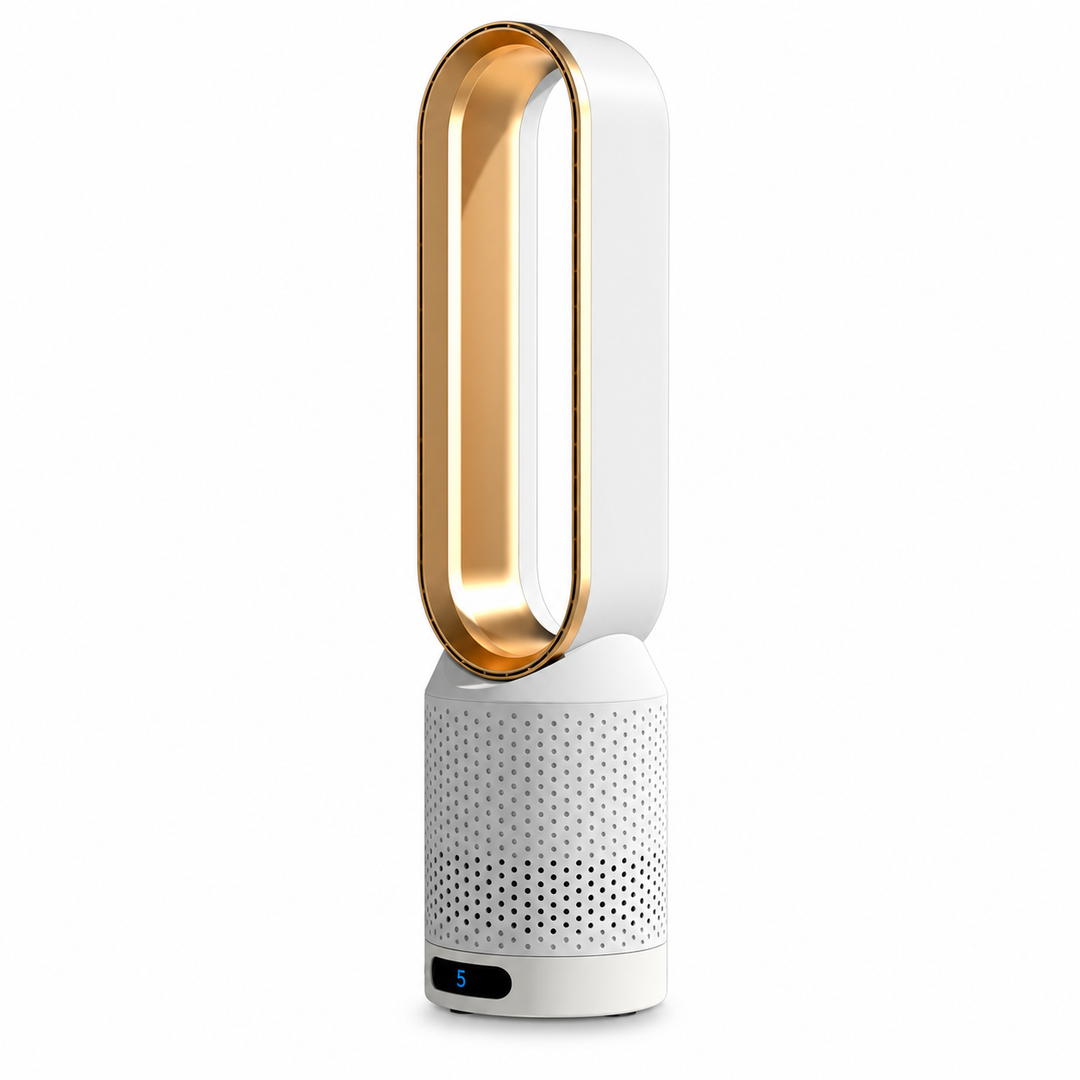 Durable ABS plastic bladeless tower fan ensures quiet, powerful air circulation & modern home cooling.