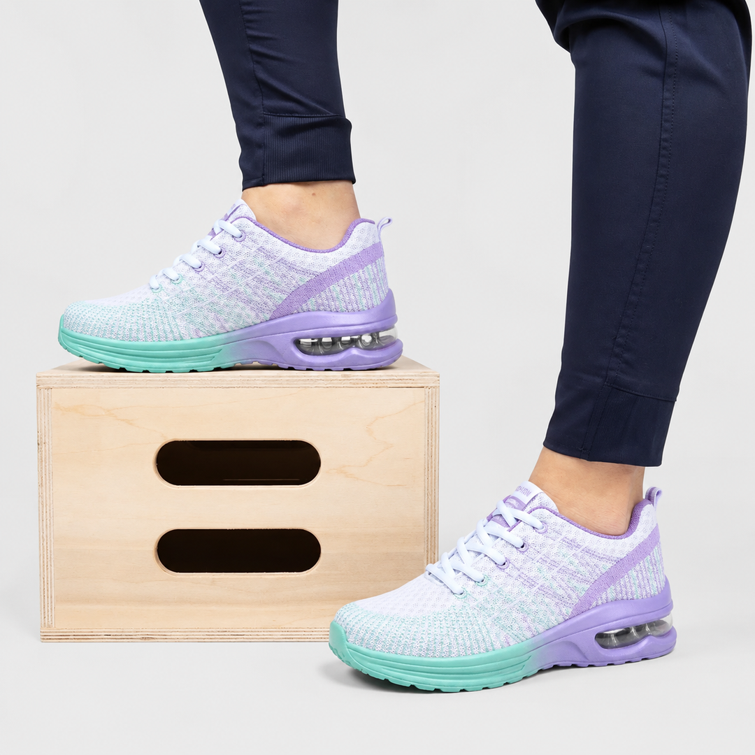 Lightweight women's walking sneakers with air cushion & orthopedic support for daily comfort.