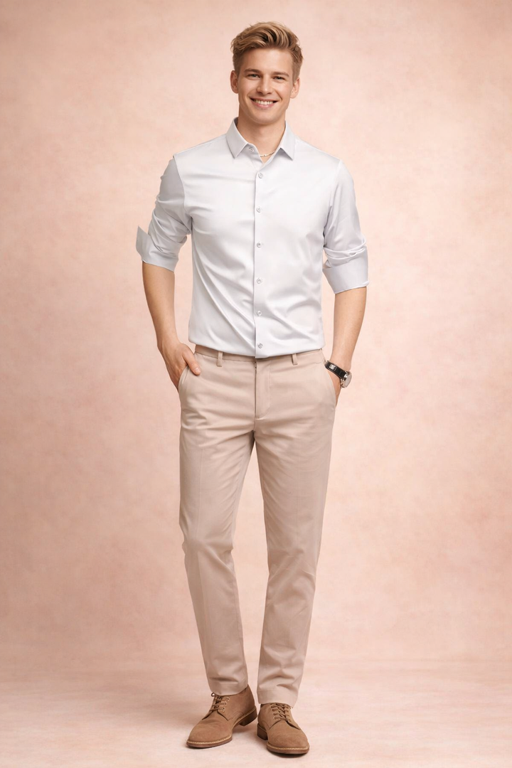 Versatile men's long sleeve button-down shirt, perfect for modern workwear, business casual & stylish outfits.