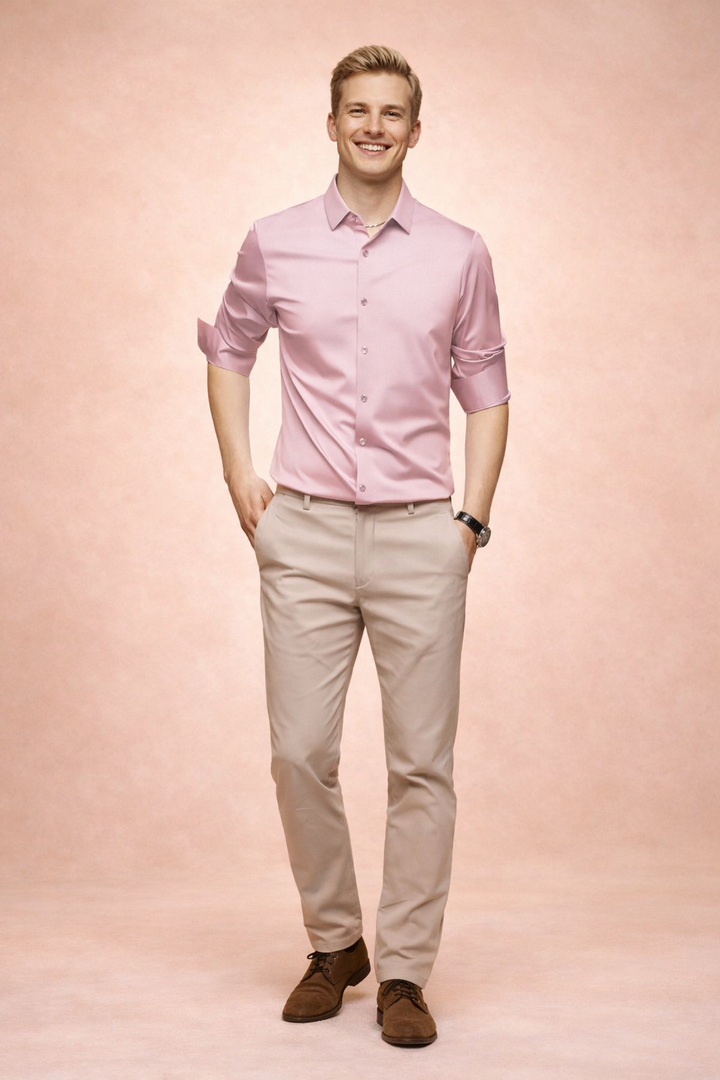 Men's versatile button-down shirt, long sleeve, suitable for formal events, business casual & stylish everyday.