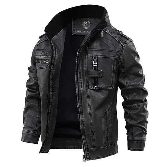 Men's classic brown leather jacket, stylish & durable outerwear. Perfect for timeless appeal & versatile fashion.