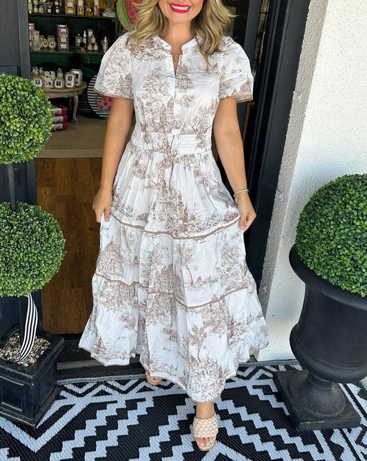 Women's Button-Front Tiered Midi Dress