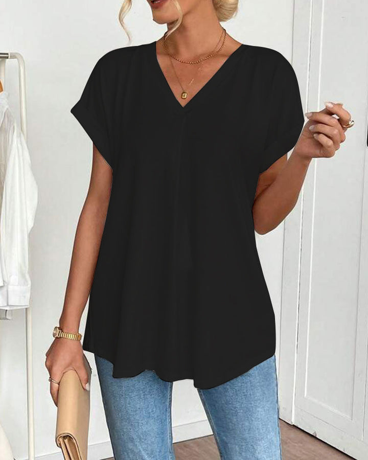 Versatile women's slimming V-neck t-shirt, an essential comfortable top for any casual look.