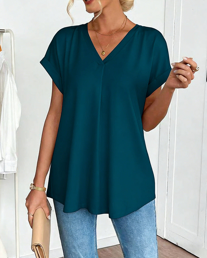 Women's V-neck t-shirt featuring a comfortable, slim fit, perfect as a stylish everyday top.