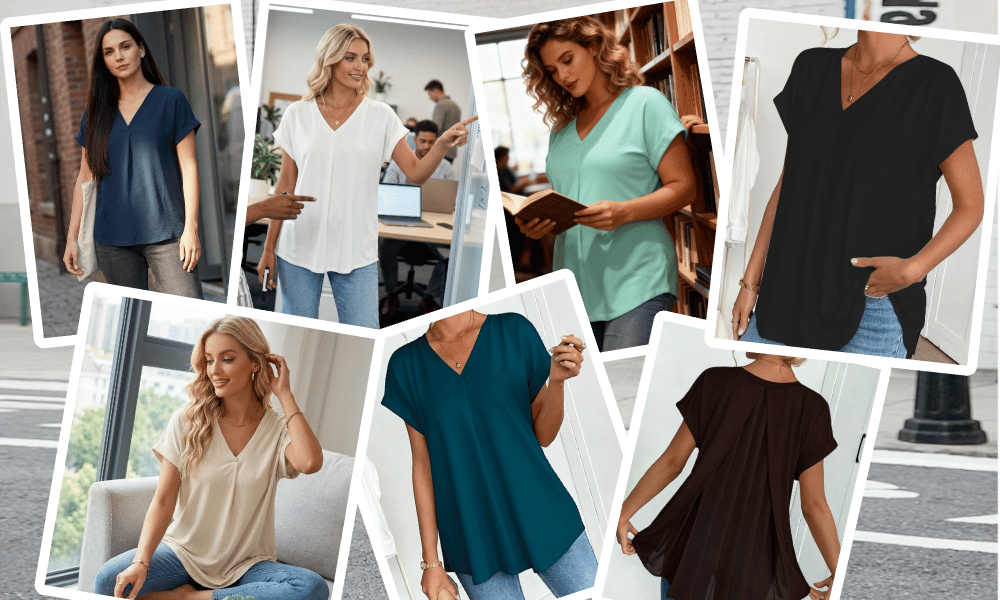 Effortless everyday style with this women's slimming V-neck t-shirt, a comfortable casual top.