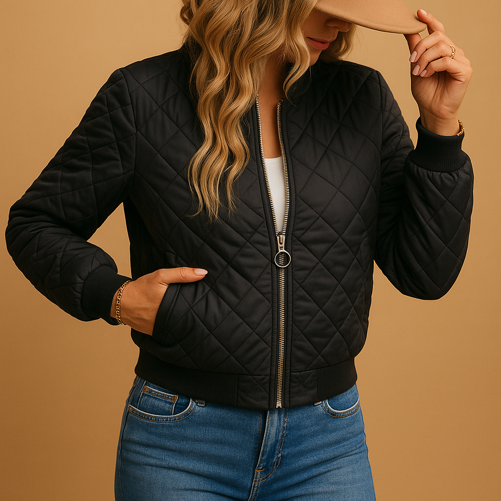 Black Women's Amelia Everyday Jacket. Modern, stylish, and versatile outerwear perfect for casual daily wear.