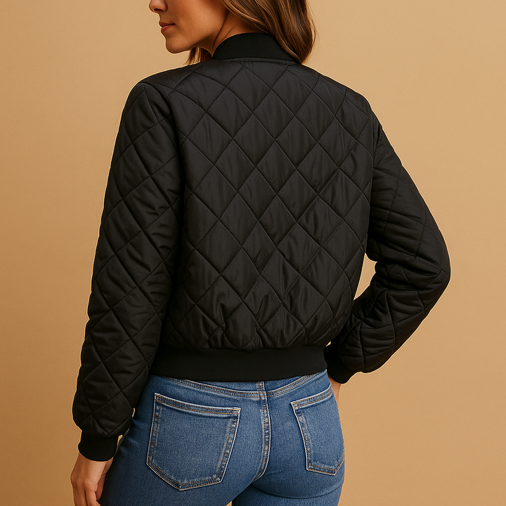 Stylish black women's modern Amelia jacket, lightweight everyday outerwear ideal for versatile casual outfits.
