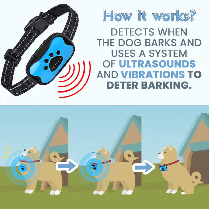 Anti-bark dog collar for quiet home. Effective pet training aid & humane bark control device for your dog.