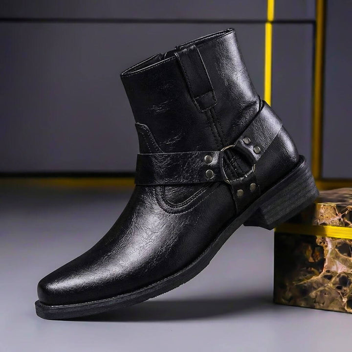 Classic men's handcrafted leather ankle boots, perfect as dress or casual footwear, featuring superior comfort & traction.