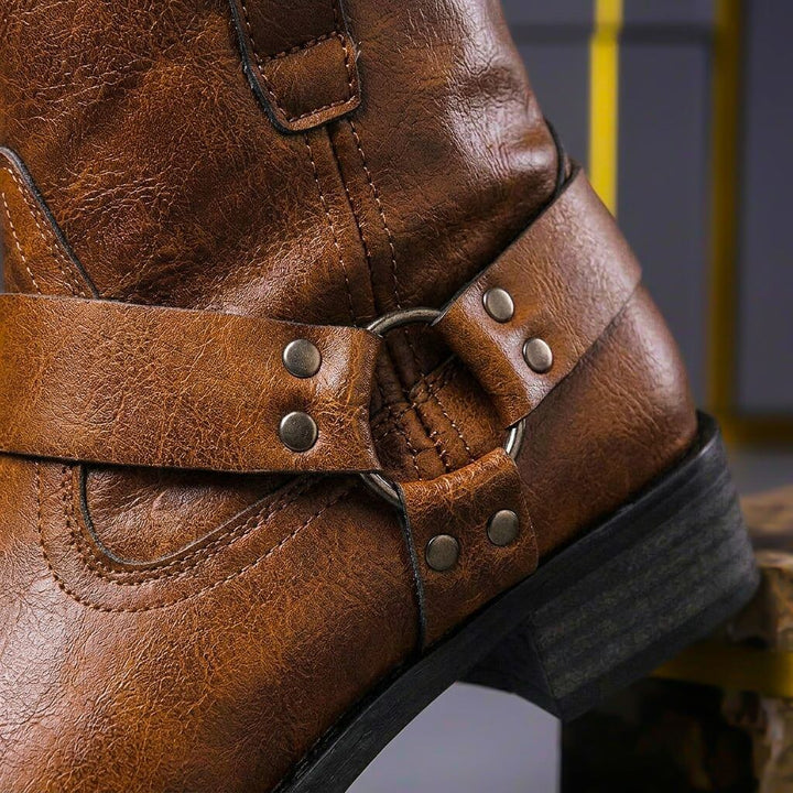 Handcrafted men's classic leather comfort boots, ideal for dress or casual wear, with excellent traction & ankle support.