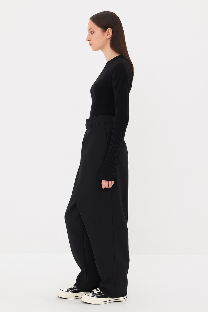 Casual chic women's asymmetrical trousers, perfect for workwear or everyday style.