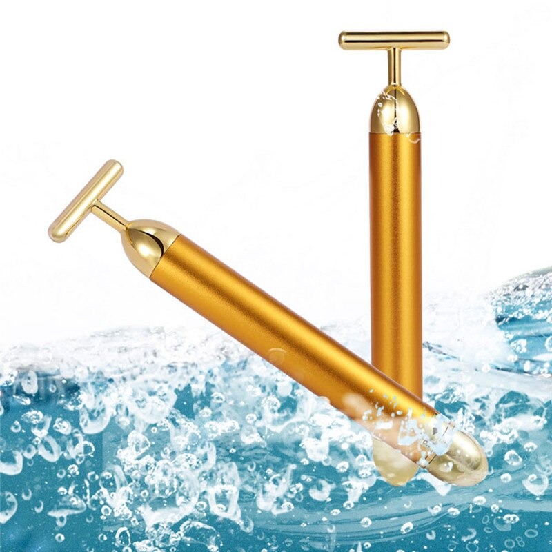 Vibrating facial roller promoting radiant skin & a youthful glow for all genders. Skincare beauty device.