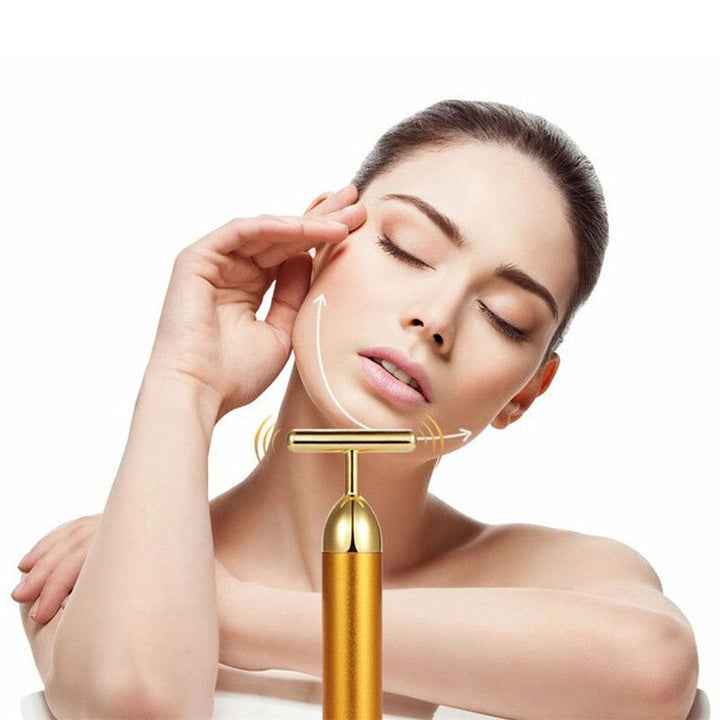 Anti-aging vibrating facial roller for smoother skin, reducing wrinkles, fine lines & boosting collagen.