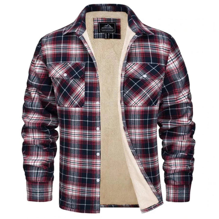 Classic men's plaid shacket, cozy winter jacket for everyday warmth & style.