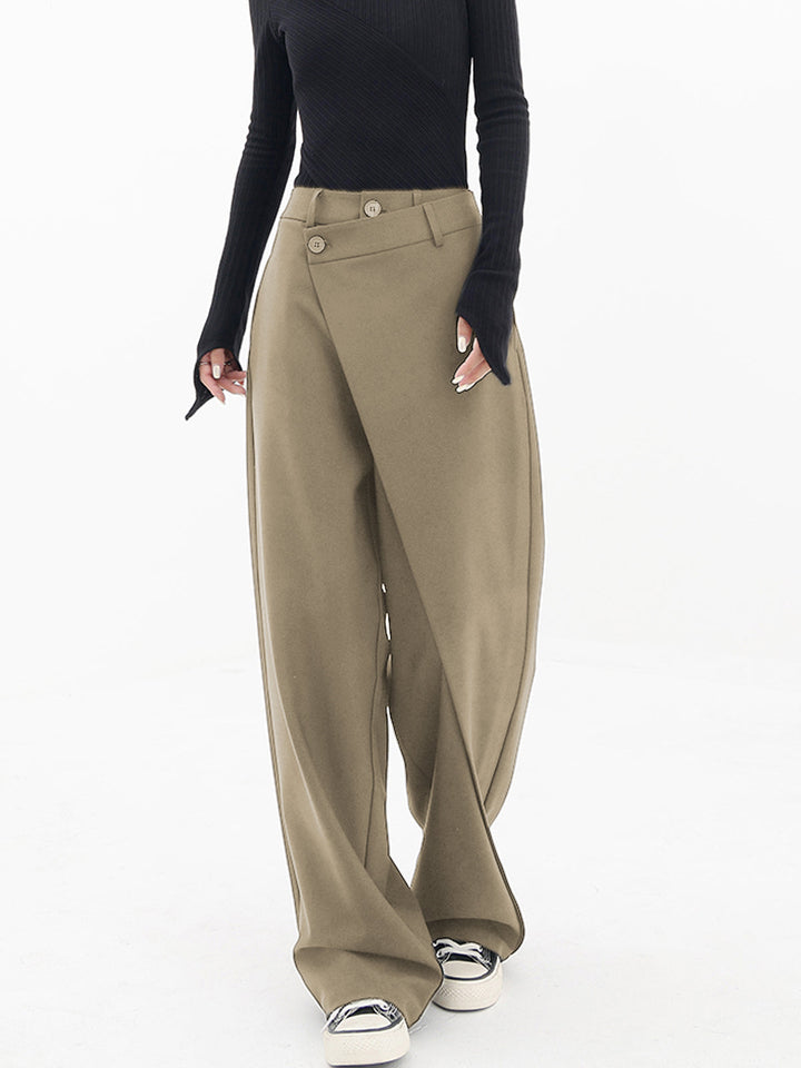 Versatile women's asymmetrical trousers, ideal for casual chic or smart workwear.