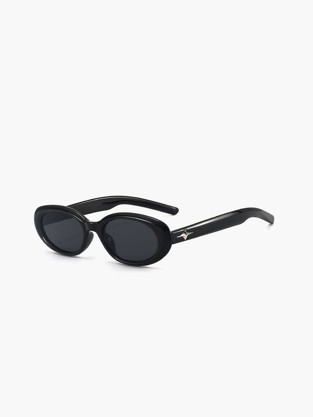 Women's retro oval black sunglasses with UV protection. Classic fashion eyewear accessory for stylish looks.