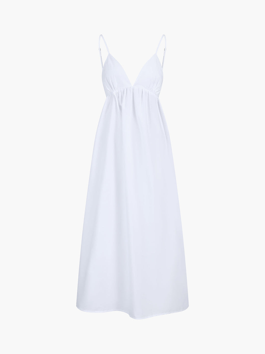 Versatile women's open-back midi dress, v-neck, sleeveless. Elegant yet casual for summer & holidays.