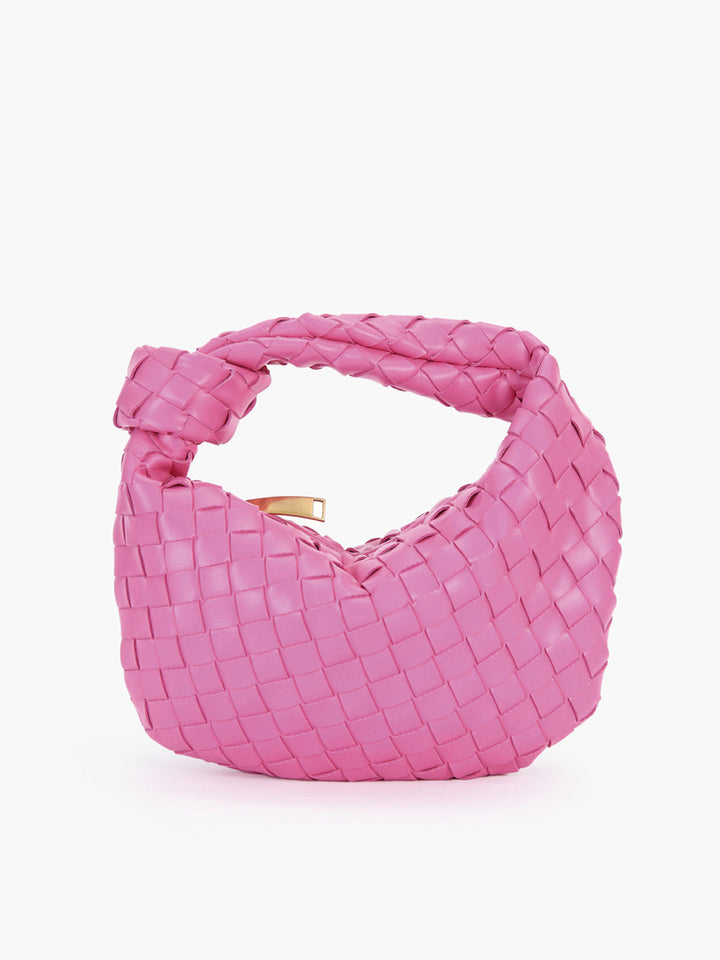 Chic women's braided shoulder bag with unique knot handles, a must-have accessory for any outfit.