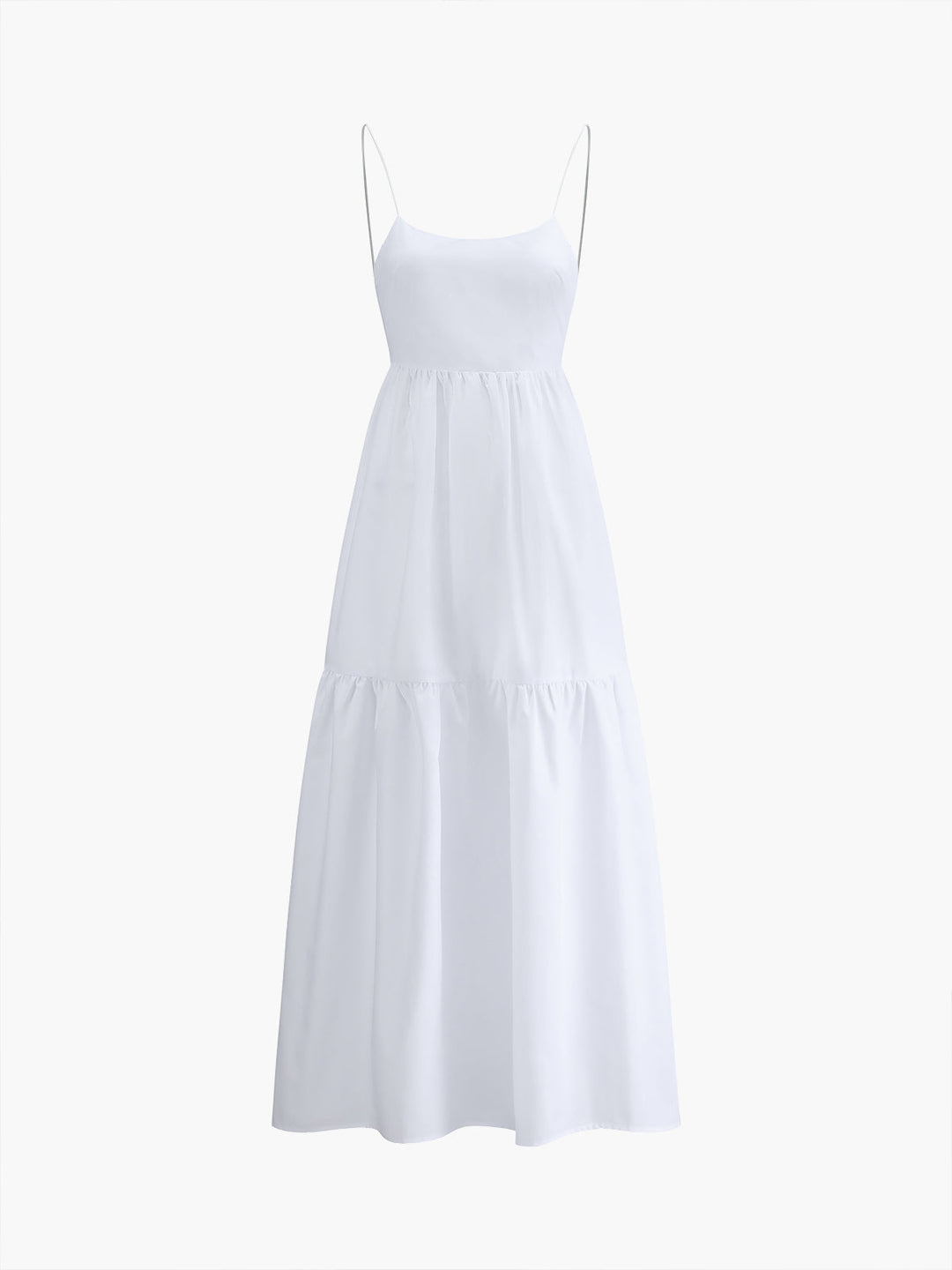 Flowing sleeveless women's summer maxi dress with an elegant backless design.