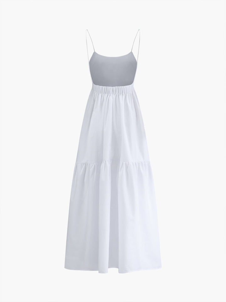 Elegant low-cut maxi dress, backless & sleeveless, perfect for a chic summer look.
