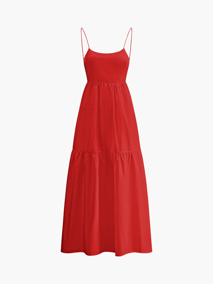 Sophisticated backless maxi dress for women, featuring a flowing sleeveless summer design.