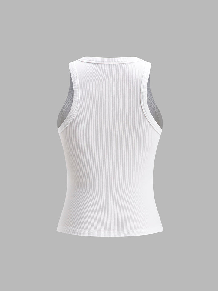 Modern women's ribbed crop tank, fitted and sleeveless, great for stylish layering & summer fashion.